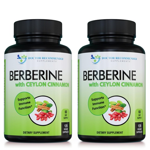 [BRSW2EIKCJ6BYELV] Berberine with Ceylon Cinnamon - 1200mg Berberine & 100mg Organic Ceylon Cinnamon - 120 Veggie Capsules, Healthy Immune System Cardiovascular Heart & Gastrointestinal Wellness (Pack of 2)