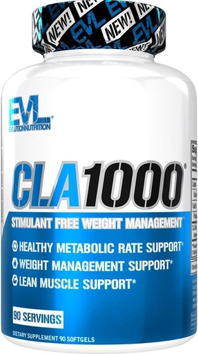 [BRSWKYYKOUJRAGD2] Evlution Conjugated Linoleic Acid CLA Pills - CLA 1000mg Diet Pills to Support Weight Loss Fat Burning Lean Muscle and Faster Metabolism - Stimulant-Free Safflower Based Fat Loss Support - 90