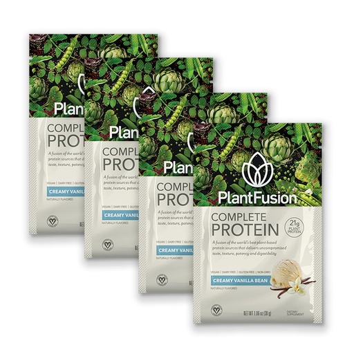 [BRSRMAYTOENGACY6] PlantFusion Complete Vegan Protein Powder Sample Packets - Plant Based Protein Powder Packets to-Go with BCAAs and Pea Protein - Keto, Gluten Free, Non-Dairy, No Sugar (Vanilla Pack of 4)