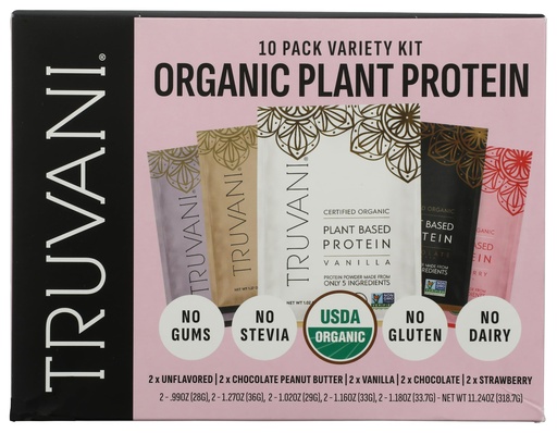 [BRSRGZD6OF5GO3LP] Truvani Vegan Pea Protein Powder | Variety Pack | 20g Organic Plant Based Protein | Single Serving Travel Packets | 10 Servings | Keto | Gluten & Dairy Free | Low Carb | No Added Sugar