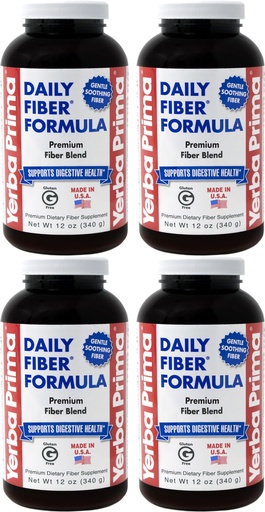 [BRSWKHY5CICQOYLE] Yerba Prima Daily Fiber Formula Powder - 12 oz (Pack of 4) - Soluble & Insoluble Dietary Fiber Supplement - Gut Health - Vegan, Non-GMO, Gluten-Free