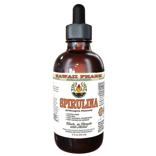 [BRSWKEACOQPAMA3O] Hawaii Pharm Spirulina Alcohol-Free Liquid Extract, Professional Grade, Small Batch Crafted Spirulina (Arthrospira platensis) Dried Algae Glycerite Natural Herbal Supplement, 2 fl.oz