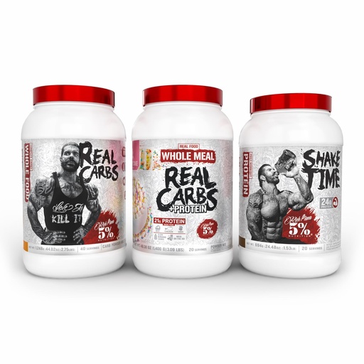 [BRSW2YY3O4ARQHT7] Rich Piana 5% Nutrition 3-Stack | Real Carbs + Shake Time + Real Carbs & Protein | Real Food Meal Replacements + Premium Animal Protein (Select Your Flavors)