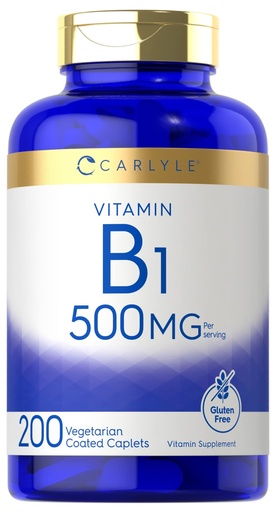 [BRSW2AQLPMPWOGQZ] Carlyle Vitamin B1 500mg (Thiamine) | 200 Vegetarian Caplets | Non-GMO and Gluten Free Supplement