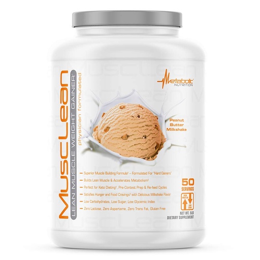 [BRSWK2YPOYMAYHD2] Metabolic Nutrition - Musclean - Milkshake, Whey High Protein Meal Replacement, Maintenance Nutrition, Low Carb, Keto Diet, Digestive Enzymes, Peanut Butter, 5 Pound (50 ser)