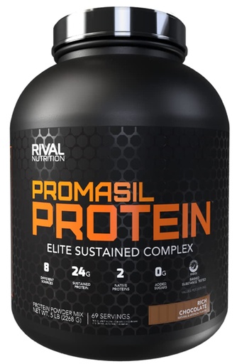[BRSRABL4O56B4DYU] Rival Nutrition Promasil Protein Powder Rich Chocalate I 5 Lb, 69 Servings I 8 Different Sources Including Whey Isolate, Native Micellar Casein, and Egg White I 24g Sustained Protein Per Serving