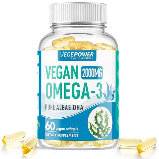 [BRSREYL6CF6QI2DL] Vegan Omega 3 DHA Supplement - Algae Oil, Plant Based DHA 800mg, Carrageenan Free, Replacement for Fish Oil, Supports Heart, Brain, Joint Health - 60 Softgels