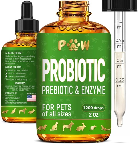 [BRSWYGQEDMCAICTV] Liquid Probiotics for Dogs & Cats of All Ages | Dog Probiotics to Provide Digestion Balance | Prebiotic Blend for Harmonious Food Absorption | 3 Billion CFU | Herbal Flavor | 2 Oz