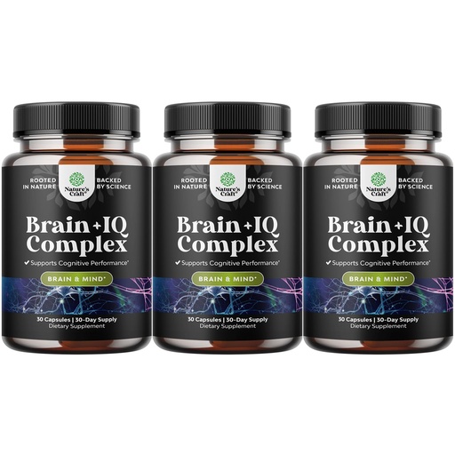 [BRSREFD4A4MA4YAY] Nootropic Memory Supplement for Brain Support - Memory Pills for Brain Boost and Natural Energy Booster - Vit B12 Bacopa Monnieri Rhodiola Rosea DMAE Ginkgo Biloba Phosphatidylserine Supplement 3 pack
