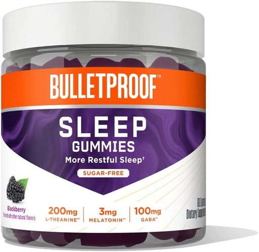 [BRSW2YAZBZ5RUGY2] Bulletproof Sugar-Free BlackBerry Flavor Sleep Gummies, 60 Count, Keto Supplement for Sleep Support