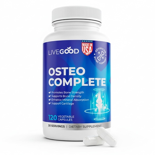 [BRSRGYYHO57GEAL5] LiveGood Osteo Complete Bone and Joint Support with Highly Absorbable Calcium, Glucosamine, Eggshell Membrane, Boron and Silica for Bone Density, Flexibility and Mobility (90 Capsules)