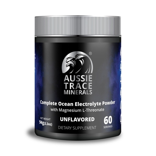 [BRSREHQPOR7QM2Q2] Aussie Trace Minerals Magnesium Hydration Powder | Supercharged Hydration, Recovery | Magnesium-Rich, Low Sodium | Ocean Minerals + Mag L‑Threonate | Sugar-Free, unflavored | 60 Serves | Vegan, Keto