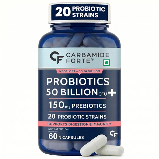 [BRSWYFANPIPAA2TH] Carbamide Forte Probiotics Supplement 50 Billion CFU Gut Health Supplements with Probiotic | Gut Cleanse with Prebiotics and Probiotics – 60 Capsules