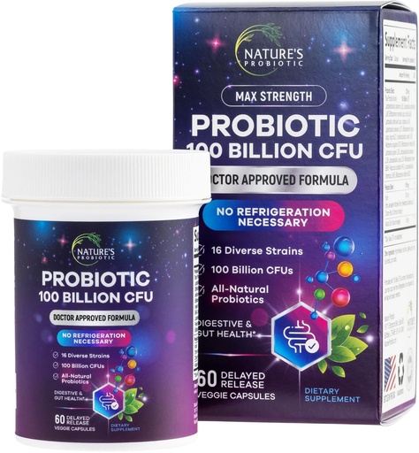 [BRSREYD4OYGQ4G3Z] Probiotics for Digestive Health - Probiotic Blend 100 Billion CFU Per Capsule - 16 Premium Strains & Prebiotics for Women & Men, Occasional Constipation, Gas, Gut, Immune Health Support - 60 Capsules