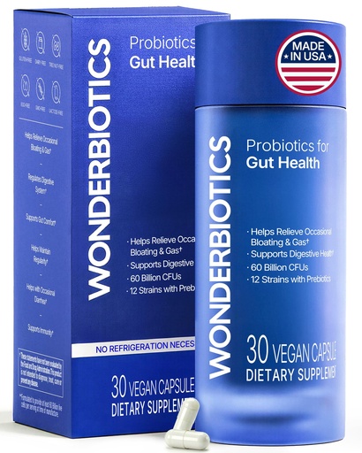 [BRSRGA32CUMR6HTU] Probiotics for Gut Health 60 Billion CFU - 12 Advanced Strains with Digestive Enzymes – Immune Support, Gas & Bloating Constipation Relief, Digestive Health - for Women & Men - 30 ct