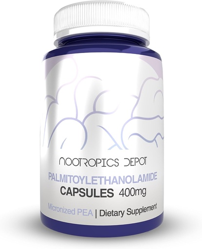 [BRSWKGQPBV6AK2TM] Nootropics Depot Palmitoylethanolamide Capsules | Pea | 400mg Pills | 60 Count | Supports Discomfort Relief | Promotes Healthy Joint Function