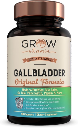 [BRSW2H36CMFQOFDZ] grow vitamin Original Gallbladder Formula, Made w/Purified Bile Salts & Ox Bile Digestive Enzymes - Includes Carefully Selected Digestive Herbs - 90 Capsules