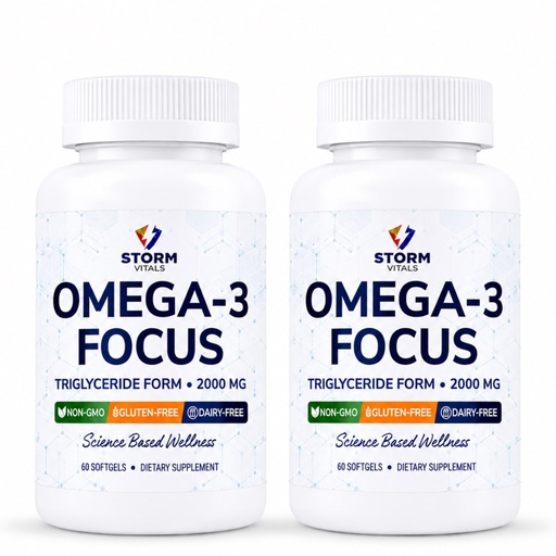 [BRSREFIDBYMRU2TK] Omega-3 Focus 2000mg with Nootropic Formula – Citicoline, DHA, EPA, B12, PQQ, Folate & P5P – Triglyceride Form Omega 3 – 60 Softgels