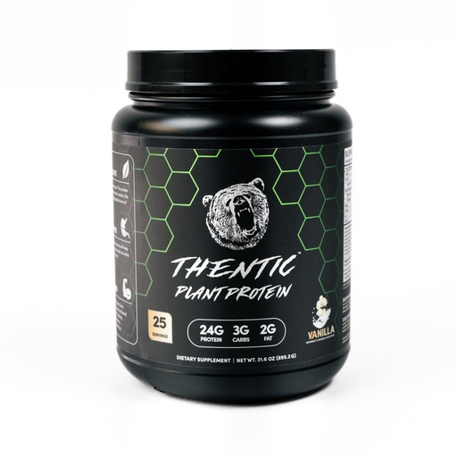 [BRSROAYZCEMBEF3K] THENTIC Plant Based Protein Powder - Non Dairy Vegan Protein, Zero Artificial Ingredients, Soy&Gluten Free,No Added Sugar, 5.8g BCAA,Digestive Enzymes,Organic Superfoods.25 Servings (Vanilla) 1.9 lb