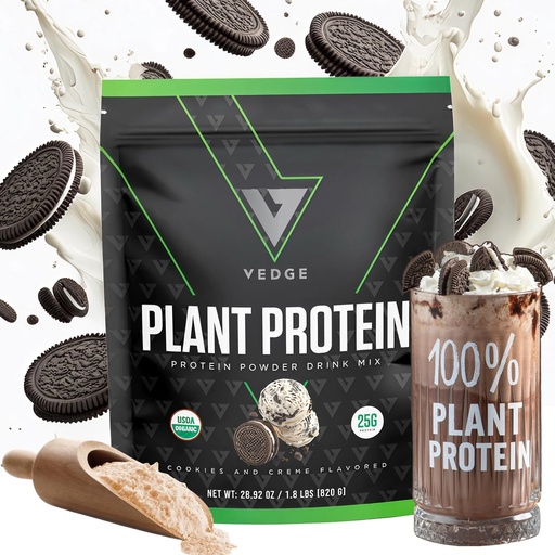 [BRSREHQCBYAQODL6] VEDGE Vegan Protein Powder - Plant Protein Powder with Pea, Pumpkin & Sunflower - USDA Organic, Amino Acids, Dairy Free, Soy Free, Keto, Non GMO - Cookies and Creme - 20 Servings