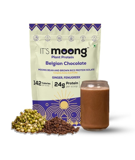 [BRSRECT2PIHWACL6] It's Moong Mung Bean & Brown Rice Isolate Plant Protein 24gms per Serve 4.7gms BCAA Belgian Chocolate 500gms Sprouted Plant Based Protein Easy on the Gut, Easy Digestibility