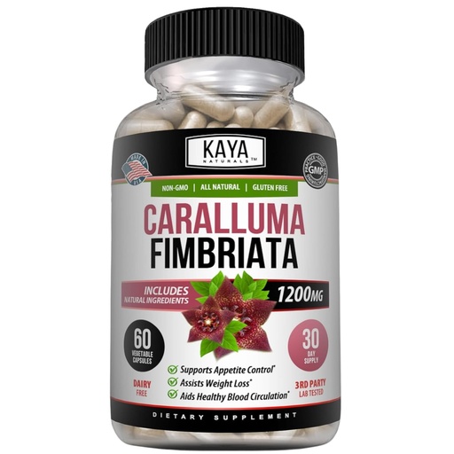 [BRSRMGQPO55B4CL7] Kaya Naturals - Caralluma Fimbriata 1200mg High Potency Supplement | Maximum Strength Natural Endurance Support, Vegetarian Capsules (60 Count)
