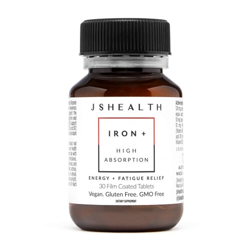 [BRSWYEAPBEFQKDY6] JSHealth Iron Supplement with Vitamin C. Ferrochel Iron Supports Energy Levels. Non-Constipating, with B Vitamins. By Nutritionist Jessica Sepel (30 Tablets)