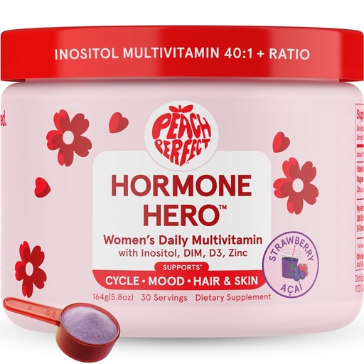 [BRSRA2QCB4FW2CQ3] Peach Perfect Inositol Powder Multivitamin, Strawberry Acai Flavor – 3 – Supports Women’s Health, 30 SVG