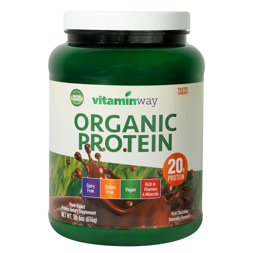 [BRSRAHY6CEIRGEY3] Vitamin Way Organic Protein Powder, 20g Protein, Rich Chocolate, Vegan, Dairy Free, Gluten Free, 18.6 oz