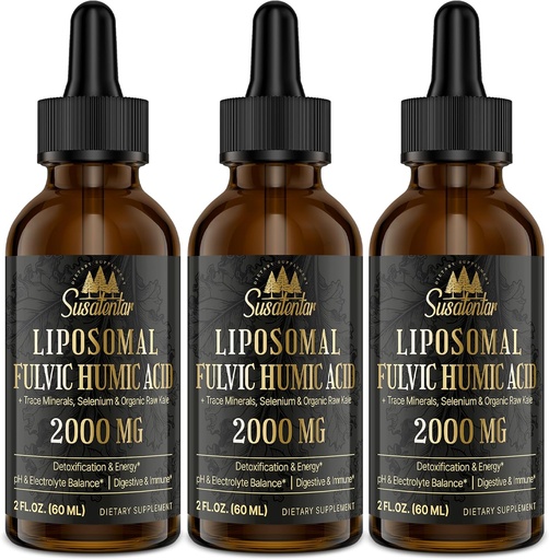 [BRSRAYAZOIPA2FY2] Trace Minerals Electrolytes Drops 2000 MG | Liquid Liposomal Fulvic Humic Acid Supplement | 85+ Trace Minerals | Hydration | Detoxification | Energy | pH Balance | Digestion | Immunity | 6 Oz