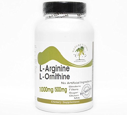 [BRSWKE37OEIRUHTU] L-Arginine 1000mg and L-Ornithine 500mg ~ 200 Capsules - No Additives ~ Naturetition Supplements