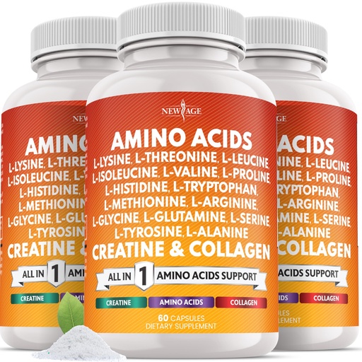 [BRSRGYAHOYBGM3LH] NEW AGE Amino Acids Supplement L-Lysine, L-Threonine, L-Leucine, Isoleucine, Valine, L-Histidine, L-Tryptophan, L-Methionine, L-Arginine, L-Cysteine, L-Glutamine, L-Serine, Aspartic Acid- 180 Count
