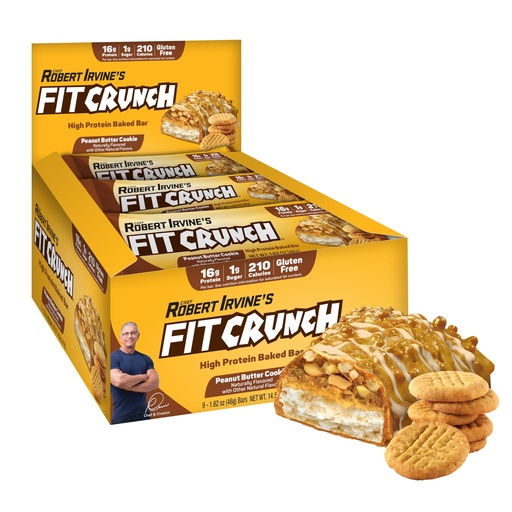 [BRSREFABAUDQOHY3] FITCRUNCH Snack Size Protein Bars, 6-Layer Baked Bar, 1g of Sugar, Gluten Free & Soft Cake Core (9 Bars, Peanut Butter Cookie)