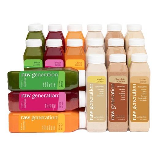 [BRSWKFIMCRYWOA3K] Raw Generation Protein Juice Cleanse (3-Day) – Juice & Smoothie Cleanse for Lean Muscle and Weight Loss | Workout Support, Reduced Bloating & Energy Boost