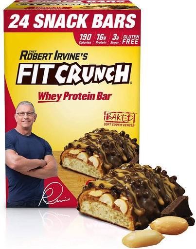 [BRSWYCTYBEIAKCLA] FITCRUNCH High Protein Bars, Value Pack, Snack Size Protein Bars, Gluten Free (Peanut Butter)