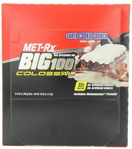 [BRSWIYQODN6RKYAV] MET-Rx Big 100 Colossal Meal Replacement Bar, Super Cookie Crunch, 3 Ounce (Pack of 12)