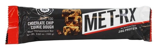 [BRSWIBA3AICRWDDA] MET-Rx Big 100 Meal Replacement Bar, Chocolate Chip Cookie Dough, 3.52 Ounce, 9 Count