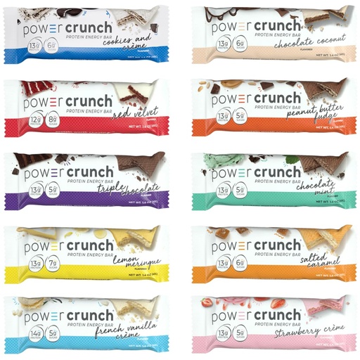 [BRSRMAL4OEMGKCQY] Power Crunch Whey Protein Bars, Variety Sampler Pack - 10 Flavors 1.4 Ounce Bars (10 Count) By Veher