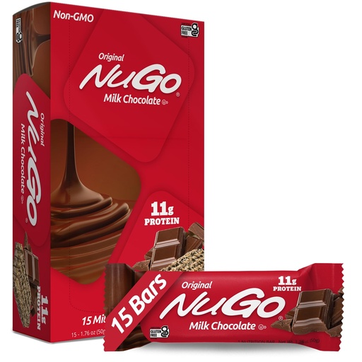 [BRSWIYQMDMPGECLY] NuGo Protein Bar, Chocolate, 11g Protein, Gluten Free, 15 Count