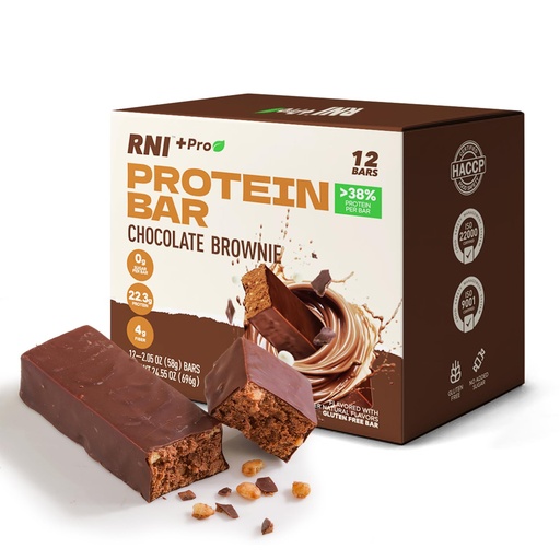 [BRSRGGAQBF6WY2Y7] RNI Brownie Chocolate Protein Bars with Protein Crisp, 22.3g Protein, 0g Sugar, High Fiber, Gluten Free, 2.05 ounce (Pack of 12)