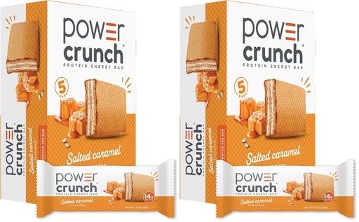 [BRSRAY35C56GYCY3] Power Crunch Protein Wafer Bars, High Protein Snacks with Delicious Taste, Salted Caramel, 1.4 Ounce (12 Count) (Pack of 2)