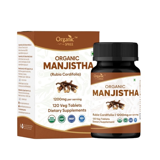 [BRSRAAT4OUJQGGT2] ORGANIC SPREE Manjistha Tablets - USDA Organic Manjistha Supplement, Supports Skin Health & Overall Wellness*, 120 Tablets