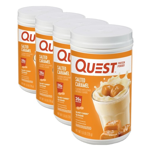 [BRSRGCD4CEFBOFDB] Quest Nutrition Salted Caramel Protein Powder, 26g Protein, 1g Sugar, Low Carb, Gluten Free, 1.6 Pounds, 24 Servings (Pack of 4)