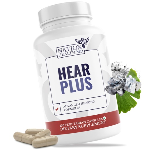 [BRSRGAL3CUPBU2TK] Hear Plus - Tinnitus Supplement - Advanced Hearing Formula for Ringing Ears with Ginkgo Biloba, Pine Bark Extract & Magnesium - 120 Capsules