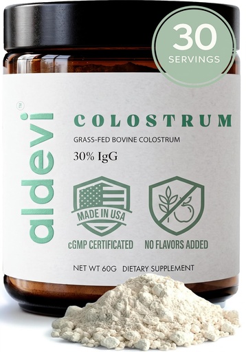 [BRSRGYYEBUBRU3LJ] Bovine Colostrum Powder, Grass-Fed & Pasture-Raised, Made in USA, cGMP, High IgG, Unflavored, Mixes Easily, Gut & Immune Support, 30 Servings
