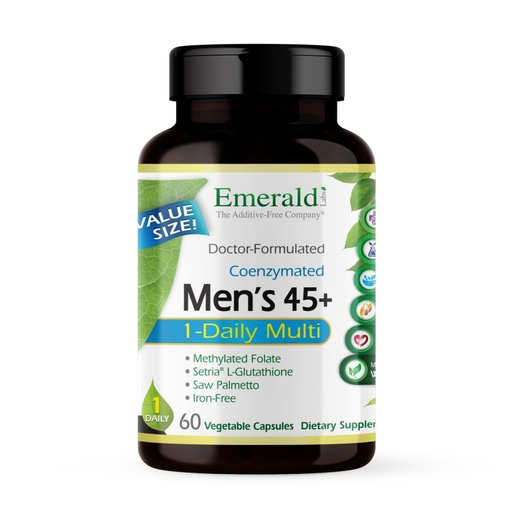 [BRSWIBDRCEFGY3DC] EMERALD LABS Men's 45+ 1-Daily Multi - Made with Saw Palmetto, Lycopene & More for Heart, Bone & Immune Support* - Gluten-Free - 60 Vegetable Capsules
