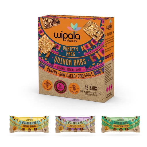 [BRSWYBLYBN7RAF3F] Wipala Protein Bars - Variety : Made with Quinoa and Andean Lupin, Vegan, Nut Free, Gluten Free, Non-GMO, 12 Pack