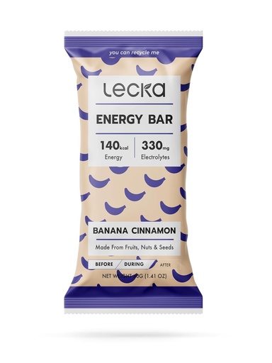 [BRSRGZT3CR4A4CTJ] Lecka Energy Bar, 12 Bars | Natural Energy from Tropical Fruits, Vegan, Gluten Free (12 Bars, Banana Cinnamon)