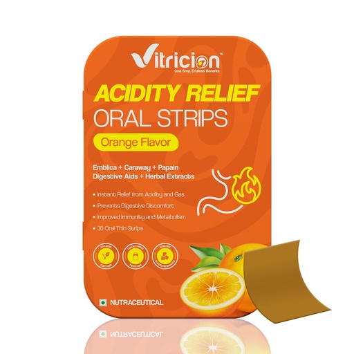 [BRSRAFL4CAIRSHTB] Acidity Relief Oral Strips 30 Strips | Fast-Dissolving Supplement for Acid Reflux, Bloating & Gas Natural Digestive Support for Men & Women | Orange Flavor