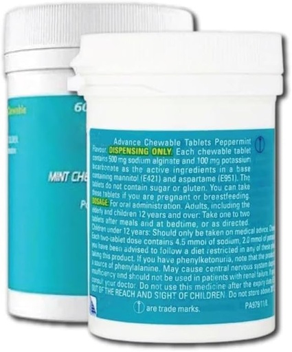 [BRSRGGQZOYMRMCQ2] GAV Advance Mint Chewable Tablets 60 Pack Mint Acid Reflux & Heartburn - 2 Pack